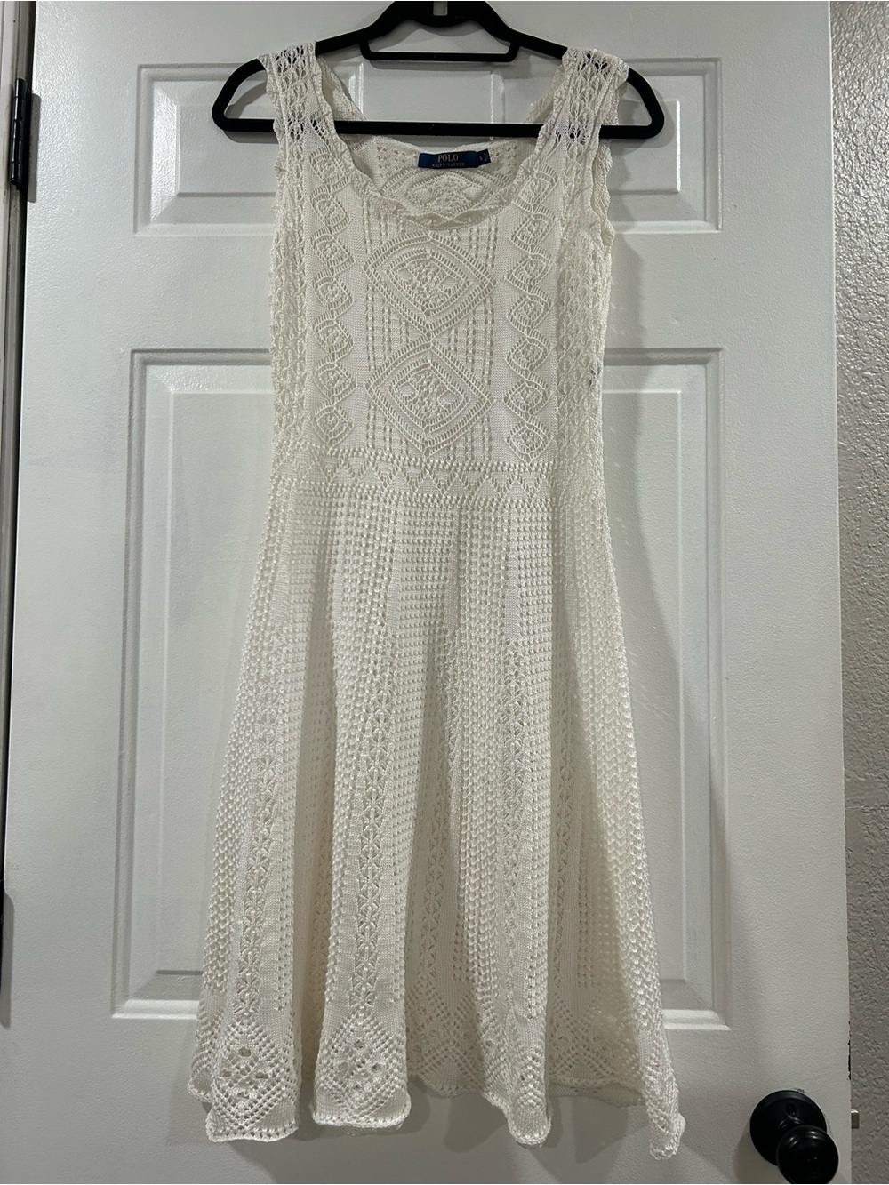 Polo Ralph Lauren Cream Crochet Fit-and-Flare Dress